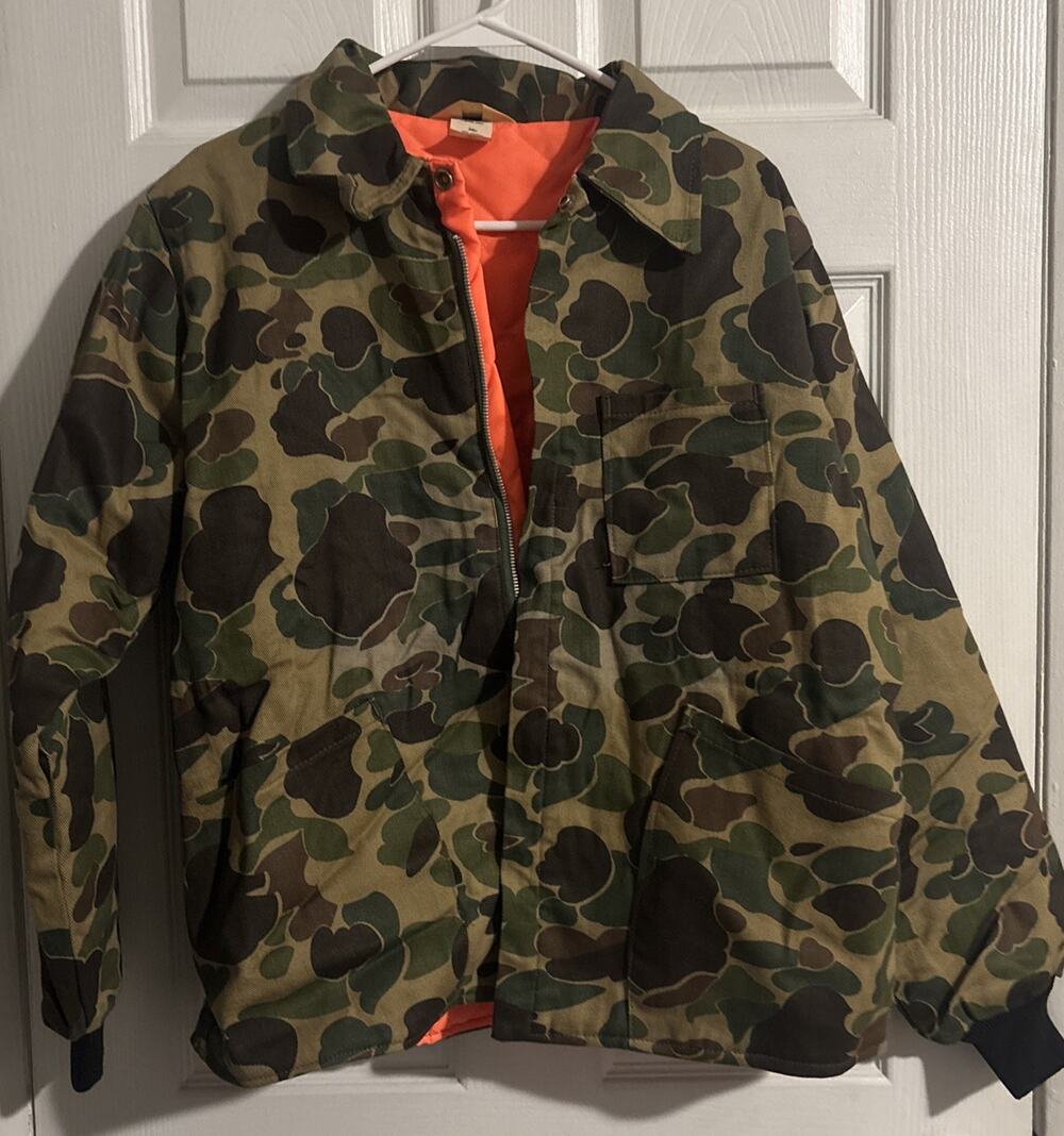 Vintage Ranger Reversible Camo Hunting Jacket Men's Small Green/ Orange Quilted